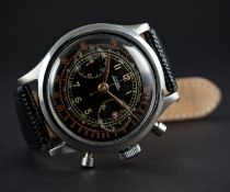 A RARE GENTLEMAN'S LARGE SIZE STAINLESS STEEL CYMA WATERSPORT "CLAMSHELL" CHRONOGRAPH WRIST WATCH