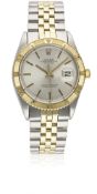 A RARE GENTLEMAN'S STEEL & GOLD ROLEX OYSTER PERPETUAL DATEJUST "TURNOGRAPH" BRACELET WATCH CIRCA