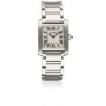 A LADIES STAINLESS STEEL CARTIER TANK FRANCAISE BRACELET WATCH CIRCA 2000s, REF. 2384 Movement: