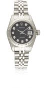 A LADIES STEEL & WHITE GOLD ROLEX OYSTER PERPETUAL DATEJUST BRACELET WATCH CIRCA 1990, REF. 69174