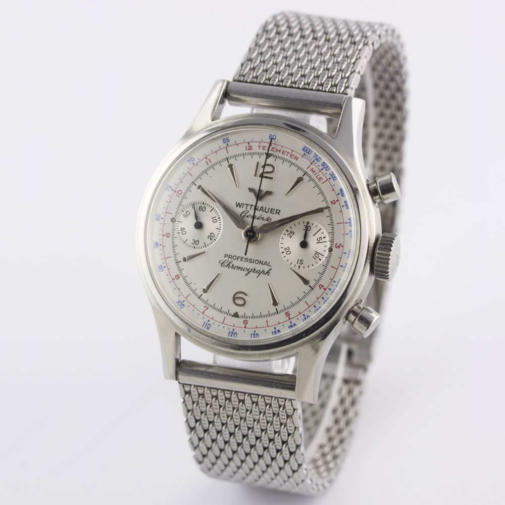 A GENTLEMAN'S STAINLESS STEEL WITTNAUER PROFESSIONAL CHRONOGRAPH BRACELET WATCH CIRCA 1960s, REF. - Image 5 of 11