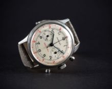 A RARE GENTLEMAN'S LARGE SIZE STAINLESS STEEL EXCELSIOR PARK DECIMAL CHRONOGRAPH WRIST WATCH CIRCA