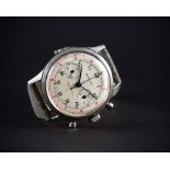 A RARE GENTLEMAN'S LARGE SIZE STAINLESS STEEL EXCELSIOR PARK DECIMAL CHRONOGRAPH WRIST WATCH CIRCA