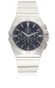 A GENTLEMAN'S STAINLESS STEEL OMEGA CONSTELLATION DOUBLE EAGLE AUTOMATIC CHRONOGRAPH BRACELET