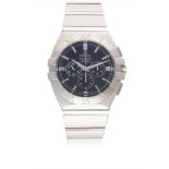 A GENTLEMAN'S STAINLESS STEEL OMEGA CONSTELLATION DOUBLE EAGLE AUTOMATIC CHRONOGRAPH BRACELET