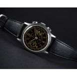 A RARE GENTLEMAN'S LARGE SIZE STAINLESS STEEL DOXA CHRONOGRAPH WRIST WATCH CIRCA 1940s, WITH GLOSS