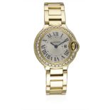 A FINE LADIES 18K SOLID GOLD & DIAMOND CARTIER BALLON BLEU BRACELET WATCH CIRCA 2007, REF. 3006 WITH