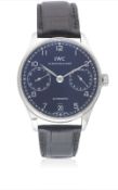 A GENTLEMAN'S STAINLESS STEEL IWC PORTUGUESE POWER RESERVE AUTOMATIC WRIST WATCH CIRCA 2010, REF.