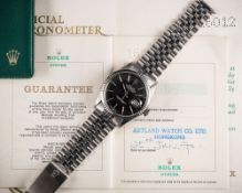 A GENTLEMAN'S STEEL & WHITE GOLD ROLEX OYSTER PERPETUAL DATEJUST BRACELET WATCH DATED 1970, REF.