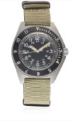 A GENTLEMAN'S STAINLESS STEEL US MILITARY SPECIAL FORCES BENRUS TYPE II WRIST WATCH DATED 1977