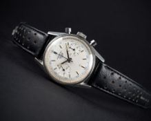 A RARE GENTLEMAN'S STAINLESS STEEL HEUER CARRERA 45 DECIMAL CHRONOGRAPH WRIST WATCH CIRCA 1960s,