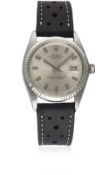 A GENTLEMAN'S STEEL & WHITE GOLD ROLEX OYSTER PERPETUAL DATEJUST "WIDE BOY" WRIST WATCH CIRCA