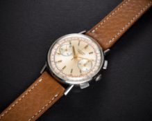 A RARE GENTLEMAN'S STAINLESS STEEL LONGINES FLYBACK CHRONOGRAPH WRIST WATCH CIRCA 1964, REF. 7414