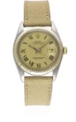 A GENTLEMAN'S STEEL & GOLD ROLEX OYSTER PERPETUAL DATEJUST WRIST WATCH CIRCA 1977, REF. 1601 WITH