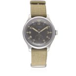 A GENTLEMAN'S STAINLESS STEEL BRITISH MILITARY CYMA W.W.W. WRIST WATCH CIRCA 1940s, PART OF THE "