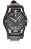 A GENTLEMAN'S STAINLESS STEEL GERMAN MILITARY HEUER "BUND" FLYBACK CHRONOGRAPH WRIST WATCH CIRCA