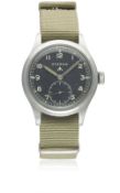 A RARE GENTLEMAN'S STAINLESS STEEL BRITISH MILITARY ETERNA W.W.W. WRIST WATCH CIRCA 1940s, PART OF