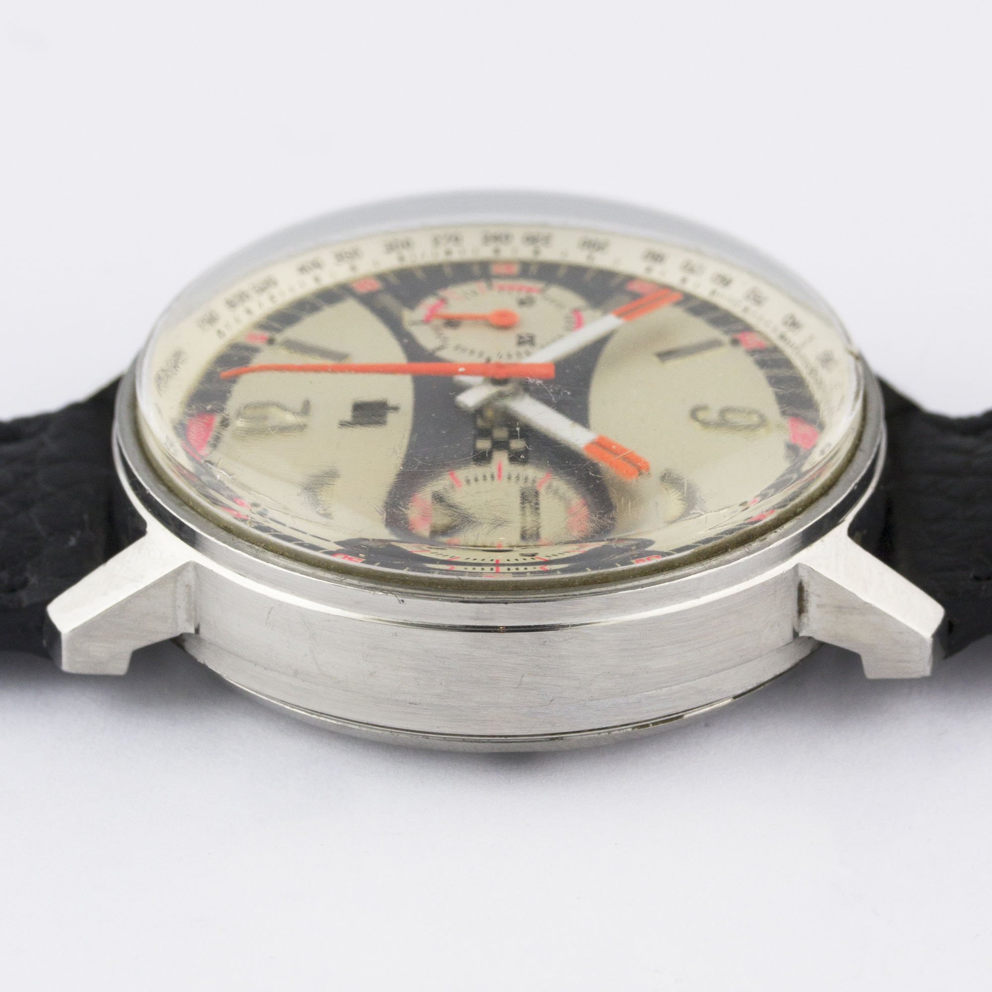 A RARE GENTLEMAN'S LARGE SIZE STAINLESS STEEL LIP CHRONOGRAPH WRIST WATCH CIRCA 1970, WITH " - Image 11 of 11