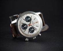 A RARE GENTLEMAN'S STAINLESS STEEL BREITLING TOP TIME CHRONOGRAPH WRIST WATCH CIRCA 1969, REF. 810
