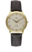 A GENTLEMAN'S 18K SOLID GOLD OMEGA DE VILLE AUTOMATIC CHRONOMETER WRIST WATCH DATED 2005, REF.