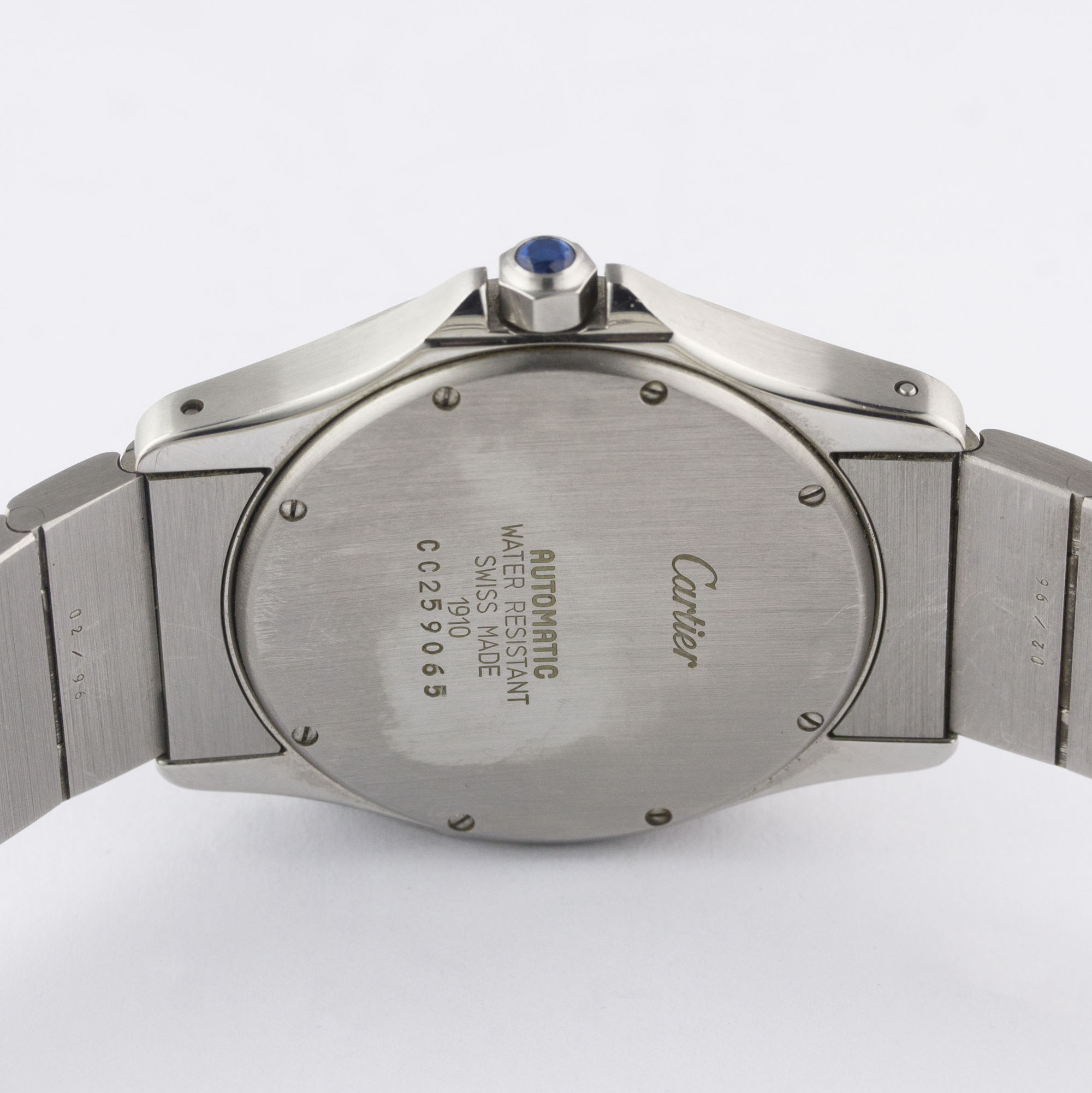 A GENTLEMAN'S STEEL & GOLD CARTIER SANTOS RONDE AUTOMATIC BRACELET WATCH DATED 1997, REF. 1910 - Image 6 of 8