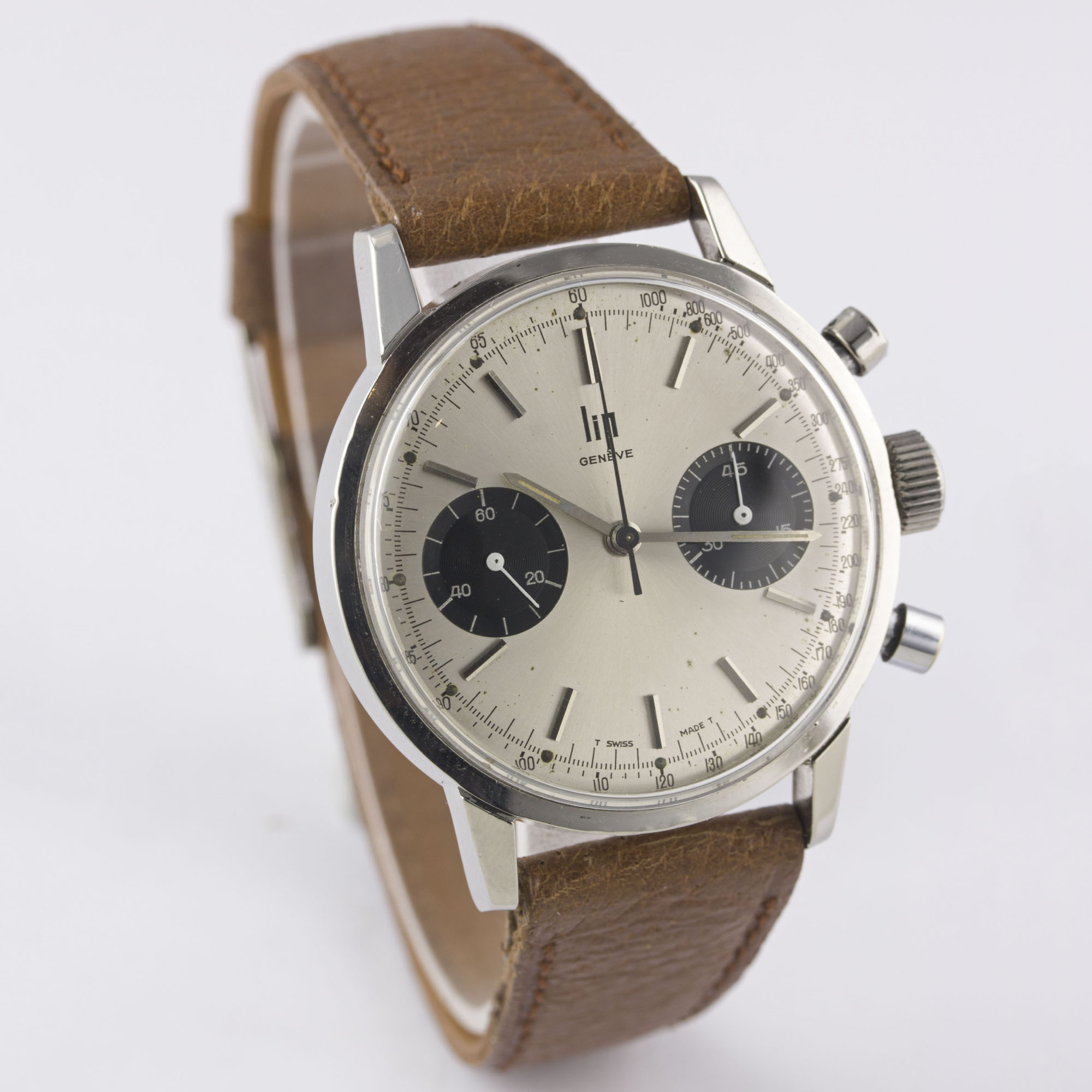 A RARE GENTLEMAN'S STAINLESS STEEL LIP "TOP TIME" CHRONOGRAPH WRIST WATCH CIRCA 1960s, WITH " - Image 5 of 8