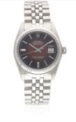 A GENTLEMAN'S STEEL & WHITE GOLD ROLEX OYSTER PERPETUAL DATEJUST BRACELET WATCH CIRCA 1972, REF.