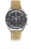 A RARE GENTLEMAN'S STAINLESS STEEL OMEGA SPEEDMASTER PROFESSIONAL CHRONOGRAPH WRIST WATCH CIRCA