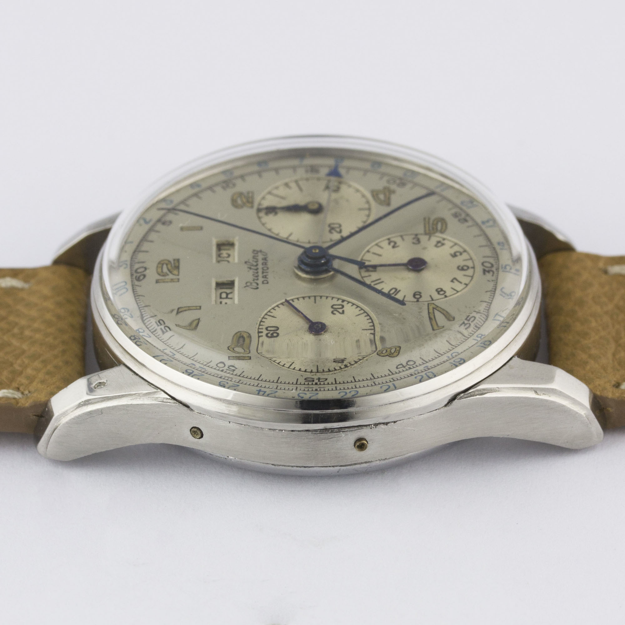 A RARE GENTLEMAN'S STAINLESS STEEL BREITLING DATORA TRIPLE CALENDAR CHRONOGRAPH WRIST WATCH CIRCA - Image 11 of 11