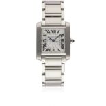 A GENTLEMAN'S STAINLESS STEEL CARTIER TANK FRANCAISE AUTOMATIC BRACELET WATCH CIRCA 2005, REF.