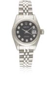 A LADIES STEEL & WHITE GOLD ROLEX OYSTER PERPETUAL DATEJUST BRACELET WATCH CIRCA 1990, REF. 69174