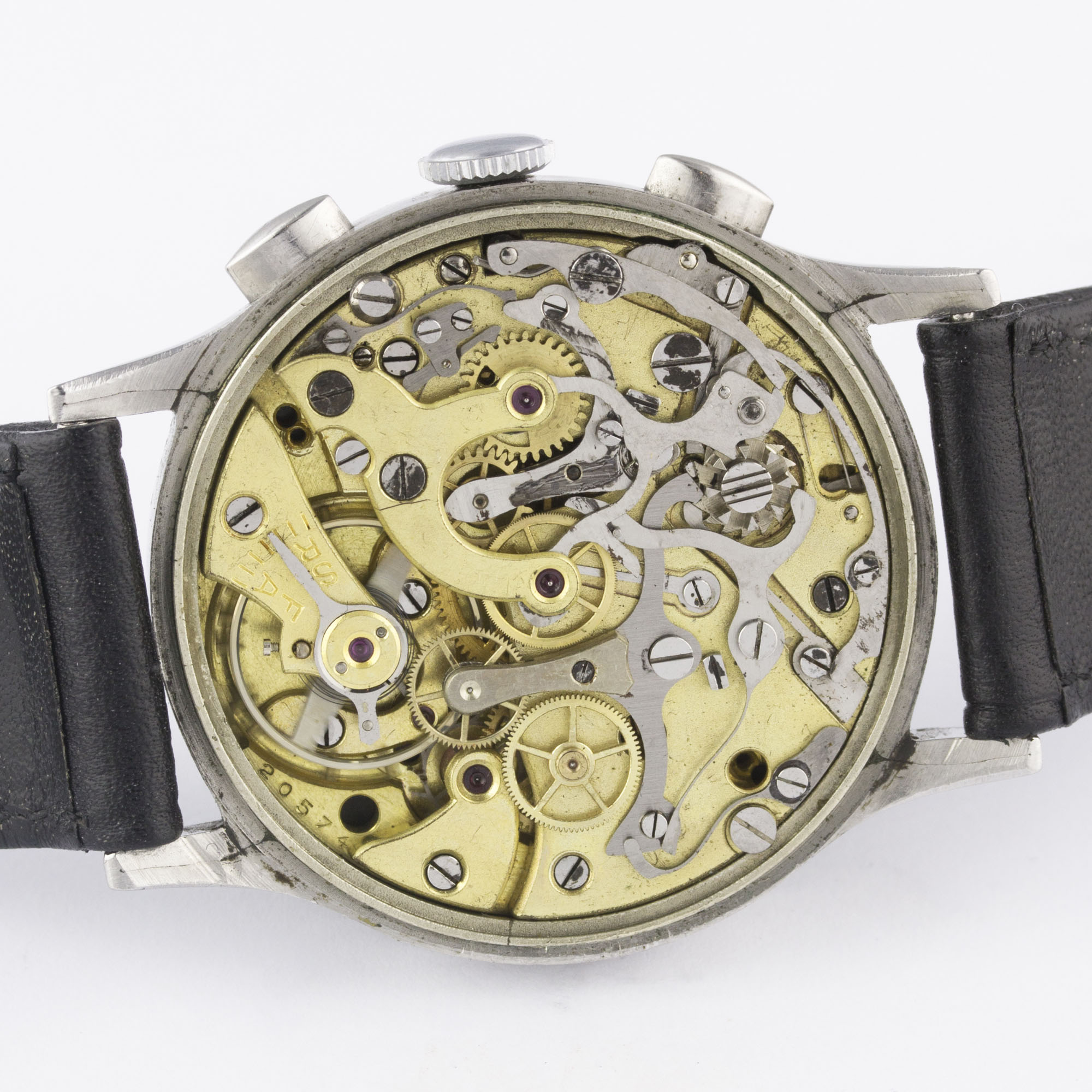A RARE GENTLEMAN'S LARGE SIZE STAINLESS STEEL DOXA CHRONOGRAPH WRIST WATCH CIRCA 1940s, WITH GLOSS - Image 8 of 11