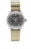 A GENTLEMAN'S STAINLESS STEEL BRITISH MILITARY TIMOR W.W.W. WRIST WATCH CIRCA 1940s, PART OF THE "