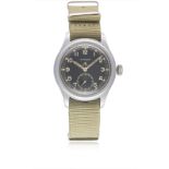 A GENTLEMAN'S STAINLESS STEEL BRITISH MILITARY TIMOR W.W.W. WRIST WATCH CIRCA 1940s, PART OF THE "