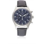 A GENTLEMAN'S STAINLESS STEEL IWC FLIEGERUHR AUTOMATIC CHRONOGRAPH WRIST WATCH DATED 2006, REF.