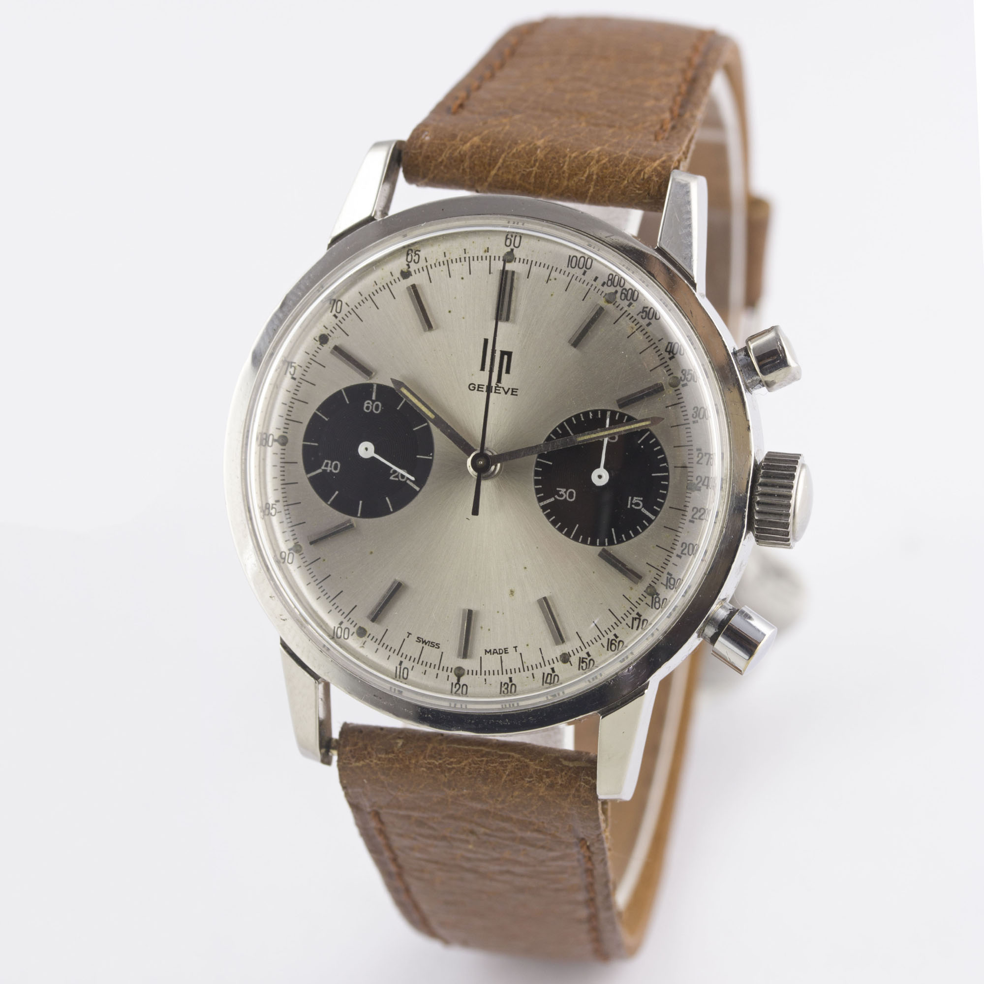 A RARE GENTLEMAN'S STAINLESS STEEL LIP "TOP TIME" CHRONOGRAPH WRIST WATCH CIRCA 1960s, WITH " - Image 4 of 8