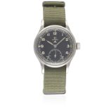 A GENTLEMAN'S STAINLESS STEEL BRITISH MILITARY OMEGA W.W.W. WRIST WATCH CIRCA 1940s, PART OF THE "