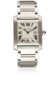 A MID SIZE STAINLESS STEEL CARTIER TANK FRANCAISE BRACELET WATCH CIRCA 2000s, REF. 2465 Movement: