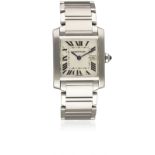 A MID SIZE STAINLESS STEEL CARTIER TANK FRANCAISE BRACELET WATCH CIRCA 2000s, REF. 2465 Movement: