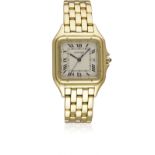 A GENTLEMAN'S SIZE 18K SOLID GOLD CARTIER PANTHERE BRACELET WATCH CIRCA 2000 Movement: Quartz,