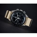 A RARE GENTLEMAN'S STAINLESS STEEL OMEGA SPEEDMASTER PROFESSIONAL CHRONOGRAPH WRIST WATCH CIRCA