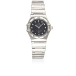 A LADIES STAINLESS STEEL & DIAMOND OMEGA CONSTELLATION "MY CHOICE" BRACELET WATCH  CIRCA 1999