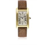 A GENTLEMAN'S 18K SOLID GOLD CARTIER TANK AMERICAINE AUTOMATIC WRIST WATCH CIRCA 2000s, REF. 1740