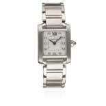 A LADIES STAINLESS STEEL CARTIER TANK FRANCAISE BRACELET WATCH CIRCA 2000s, REF. 3217 WITH