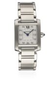 A LADIES STAINLESS STEEL CARTIER TANK FRANCAISE BRACELET WATCH CIRCA 2000s, REF. 3217 WITH