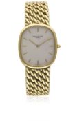 A FINE GENTLEMAN'S 18K SOLID GOLD PATEK PHILIPPE ELLIPSE AUTOMATIC BRACELET WATCH CIRCA 1990s,