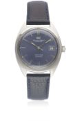 A GENTLEMAN'S STAINLESS STEEL IWC YACHT CLUB AUTOMATIC WRIST WATCH CIRCA 1970, WITH BLUE DIAL