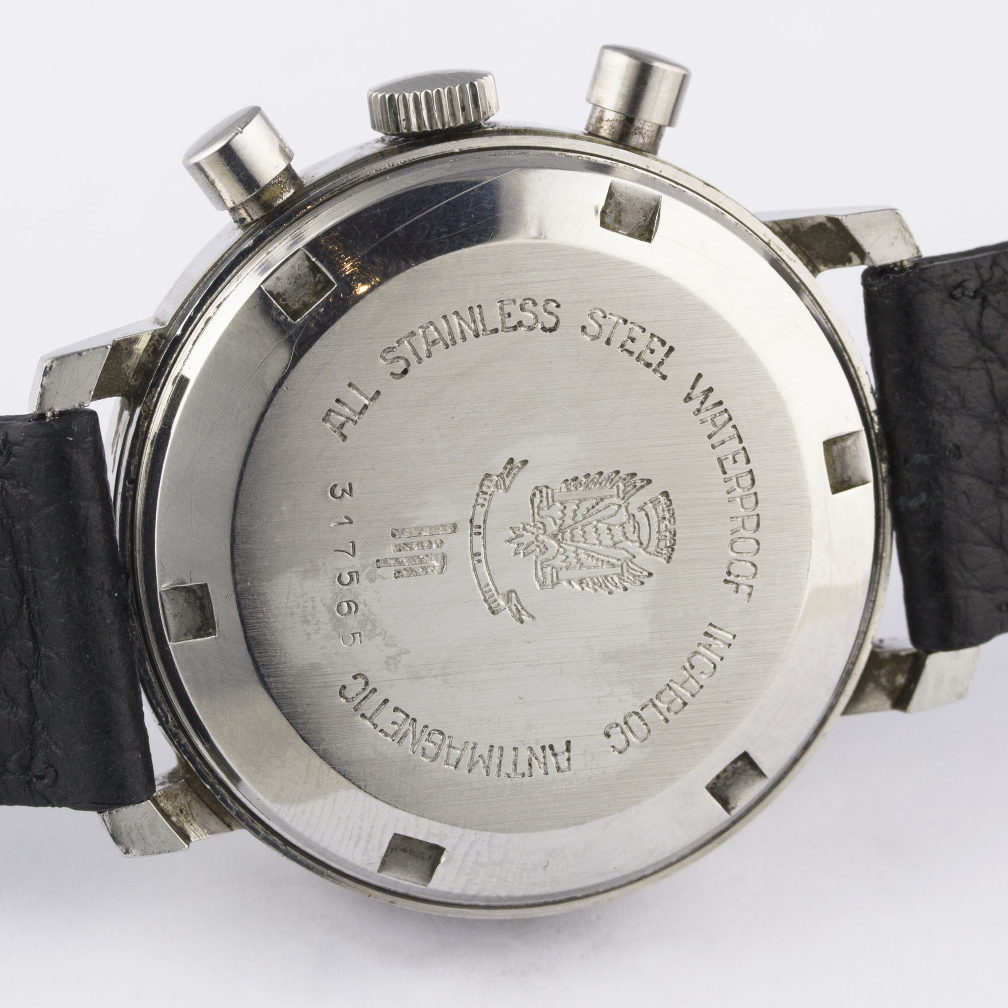 A RARE GENTLEMAN'S LARGE SIZE STAINLESS STEEL LIP CHRONOGRAPH WRIST WATCH CIRCA 1970, WITH " - Image 7 of 11