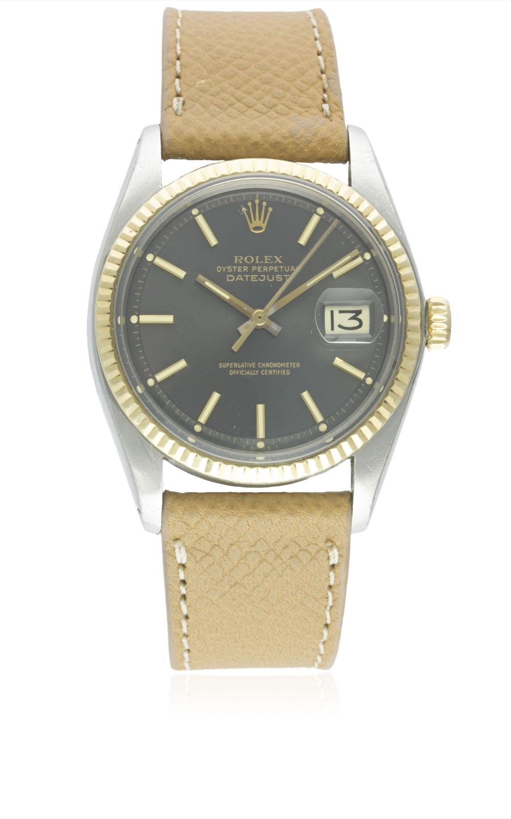 A GENTLEMAN'S STEEL & GOLD ROLEX OYSTER PERPETUAL DATEJUST WRIST WATCH CIRCA 1977, REF. 1601 WITH