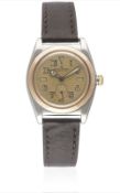 A RARE GENTLEMAN'S STEEL & ROSE GOLD ROLEX OYSTER PERPETUAL CHRONOMETER "BUBBLE BACK" WRIST WATCH